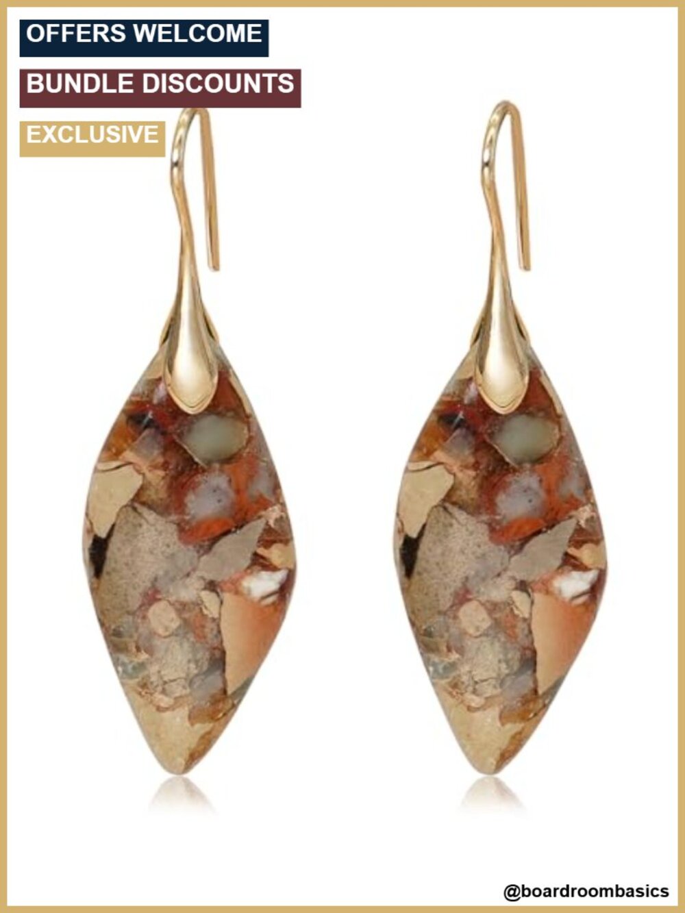 Natural Stone Dangle Drop Earrings Boho Women's Alloy French Wire